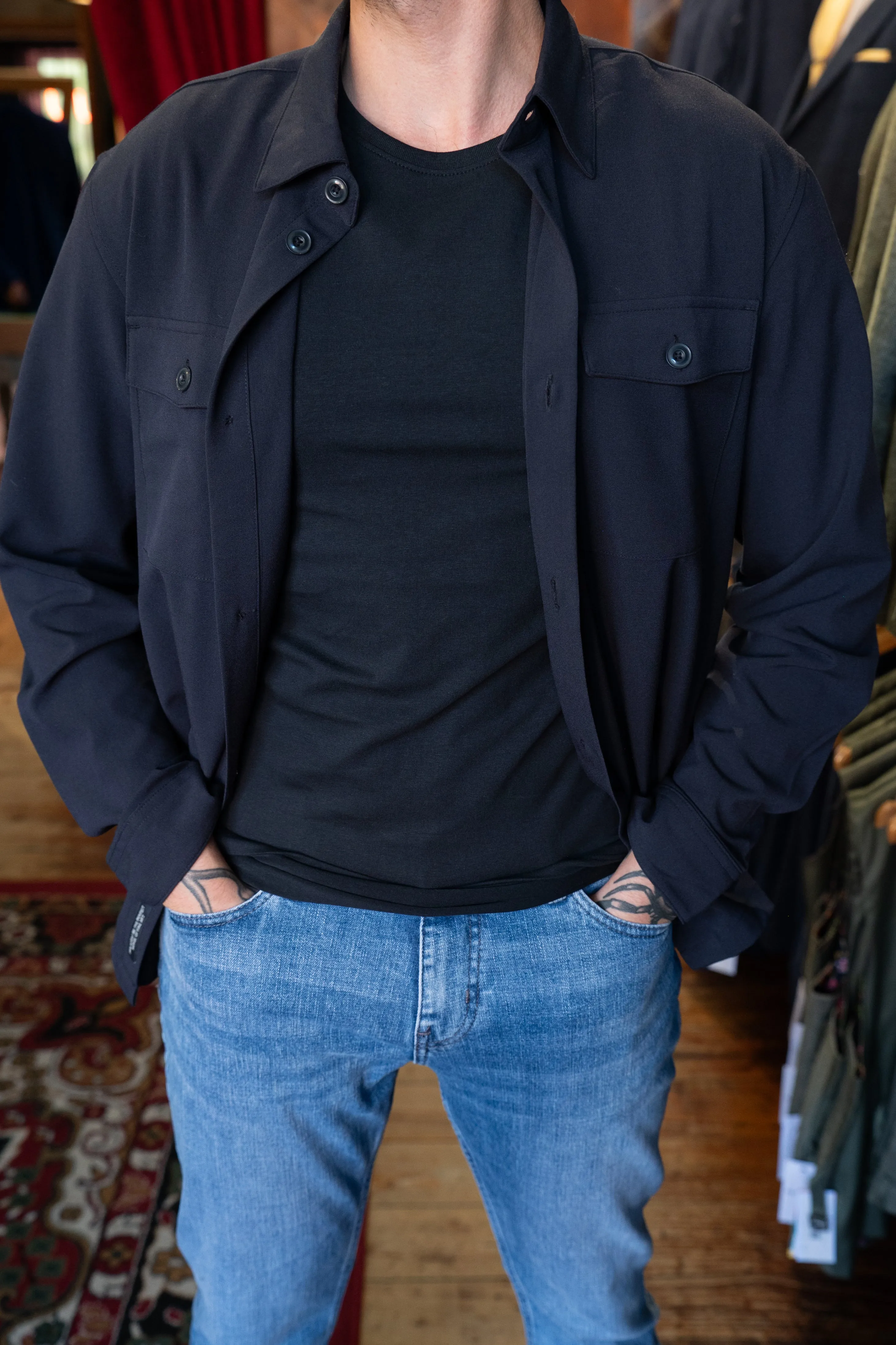 Dark Navy Travel Overshirt Casual Look