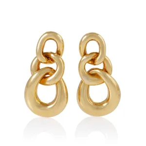 David Webb Gold Triple Curb Link Earrings