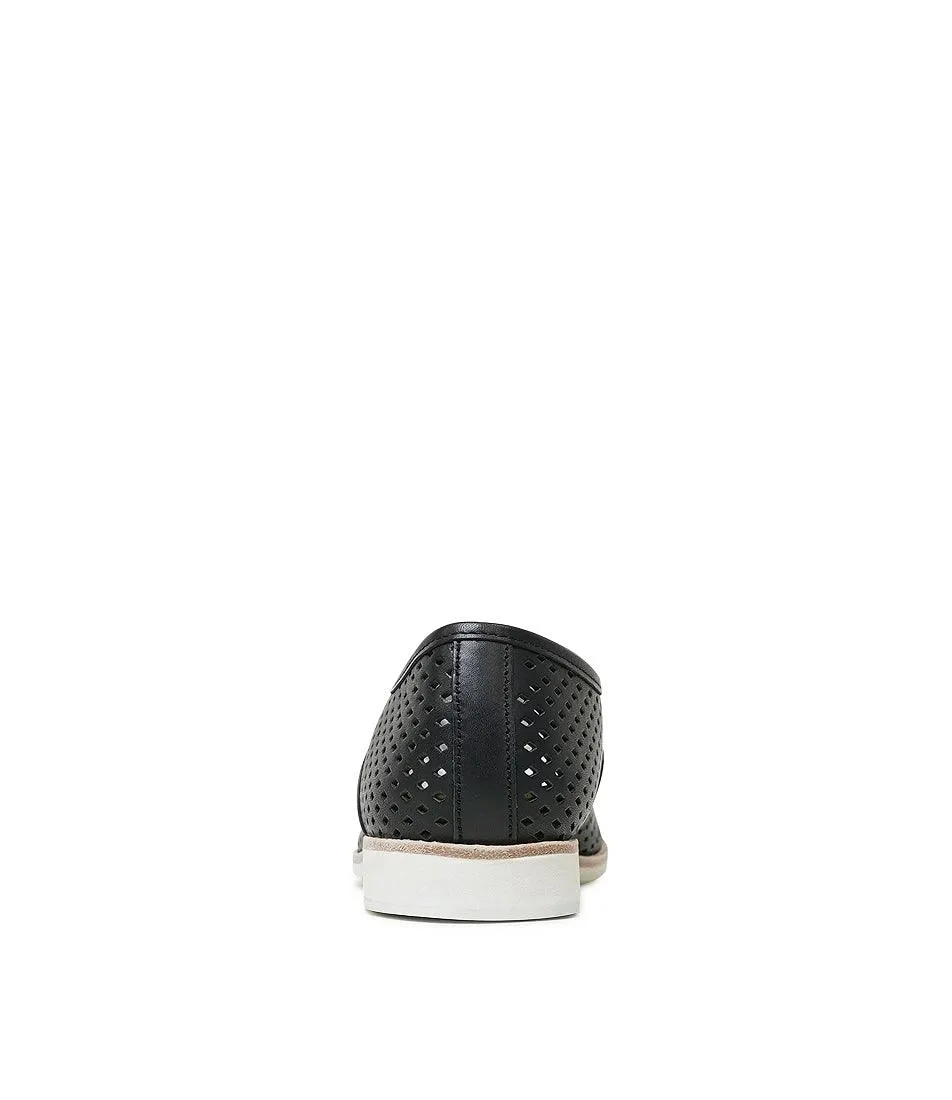 Derby Punch Black Leather Lace Up Flats