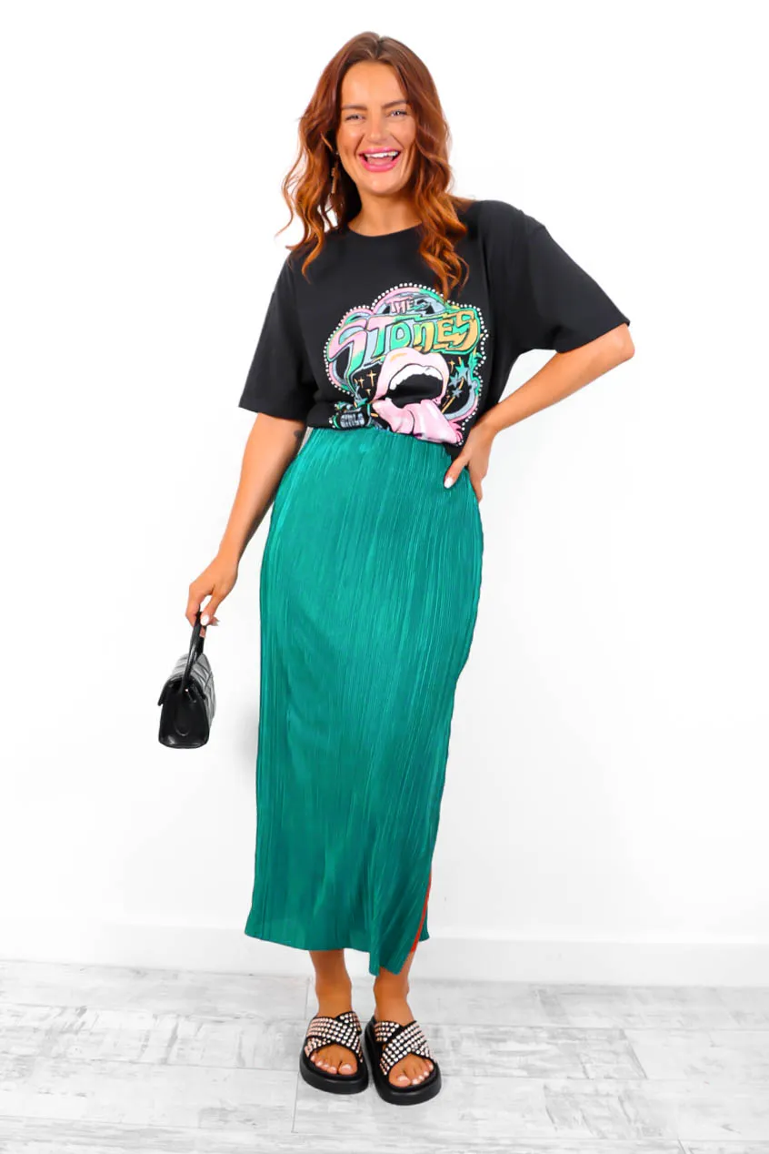 Do As You Please - Forest Plisse Midi Skirt