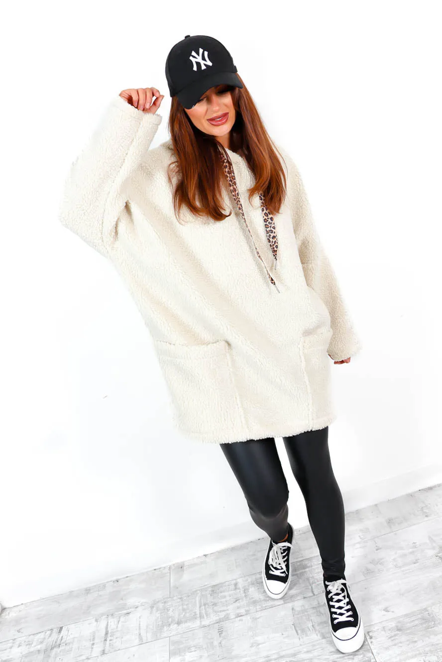 Fluff Off - Cream Borg Oversized Hoodie