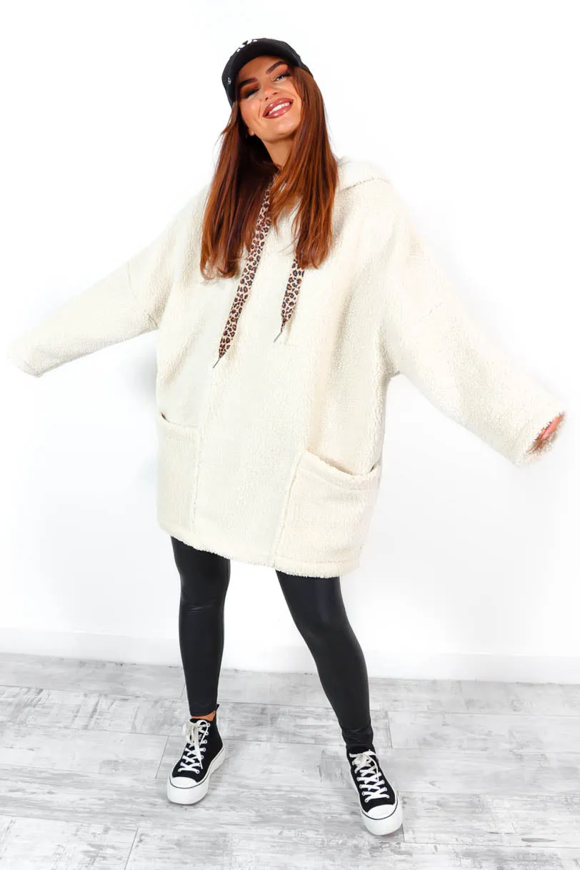 Fluff Off - Cream Borg Oversized Hoodie