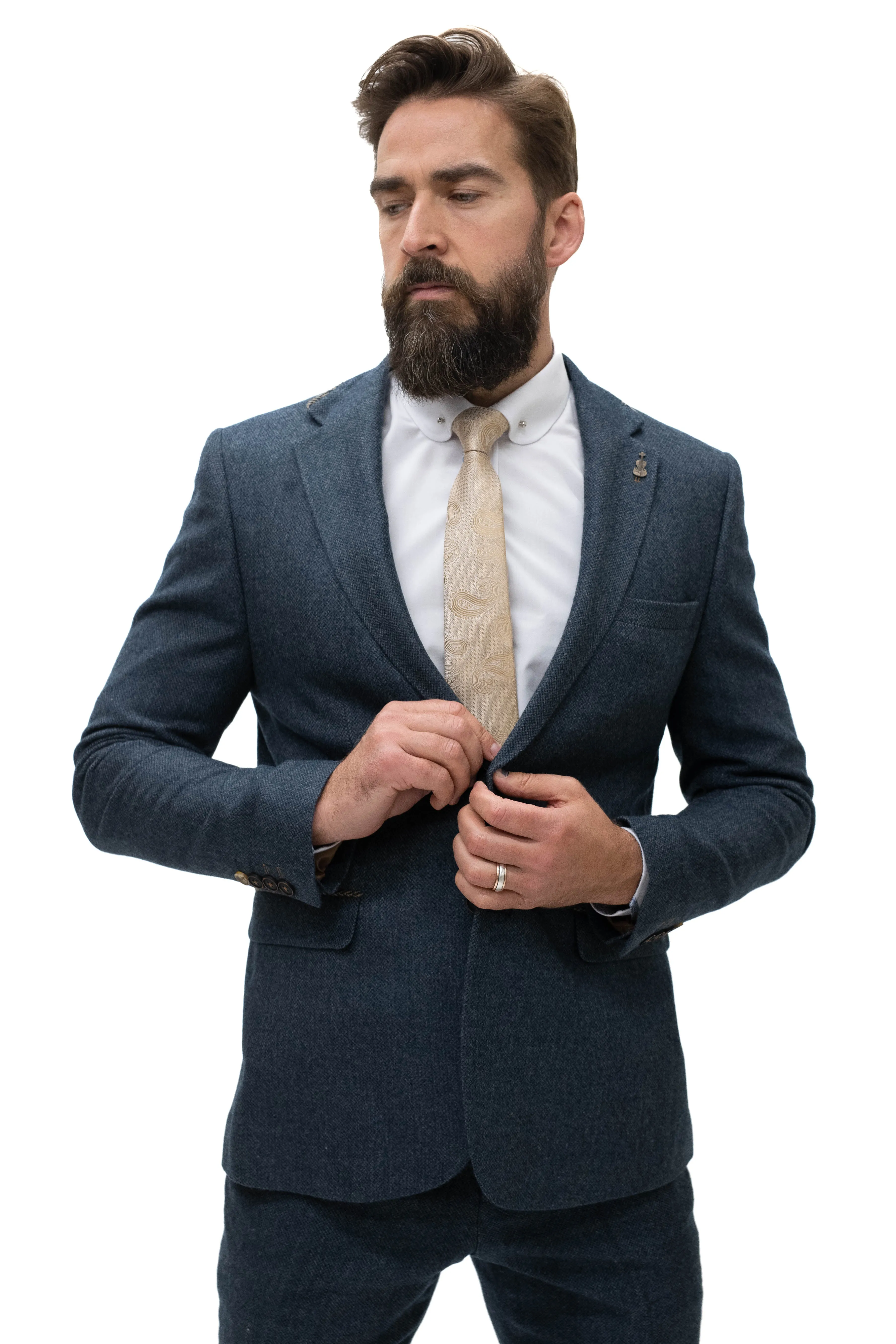 Fratelli Navy Tweed Herringbone Blazer