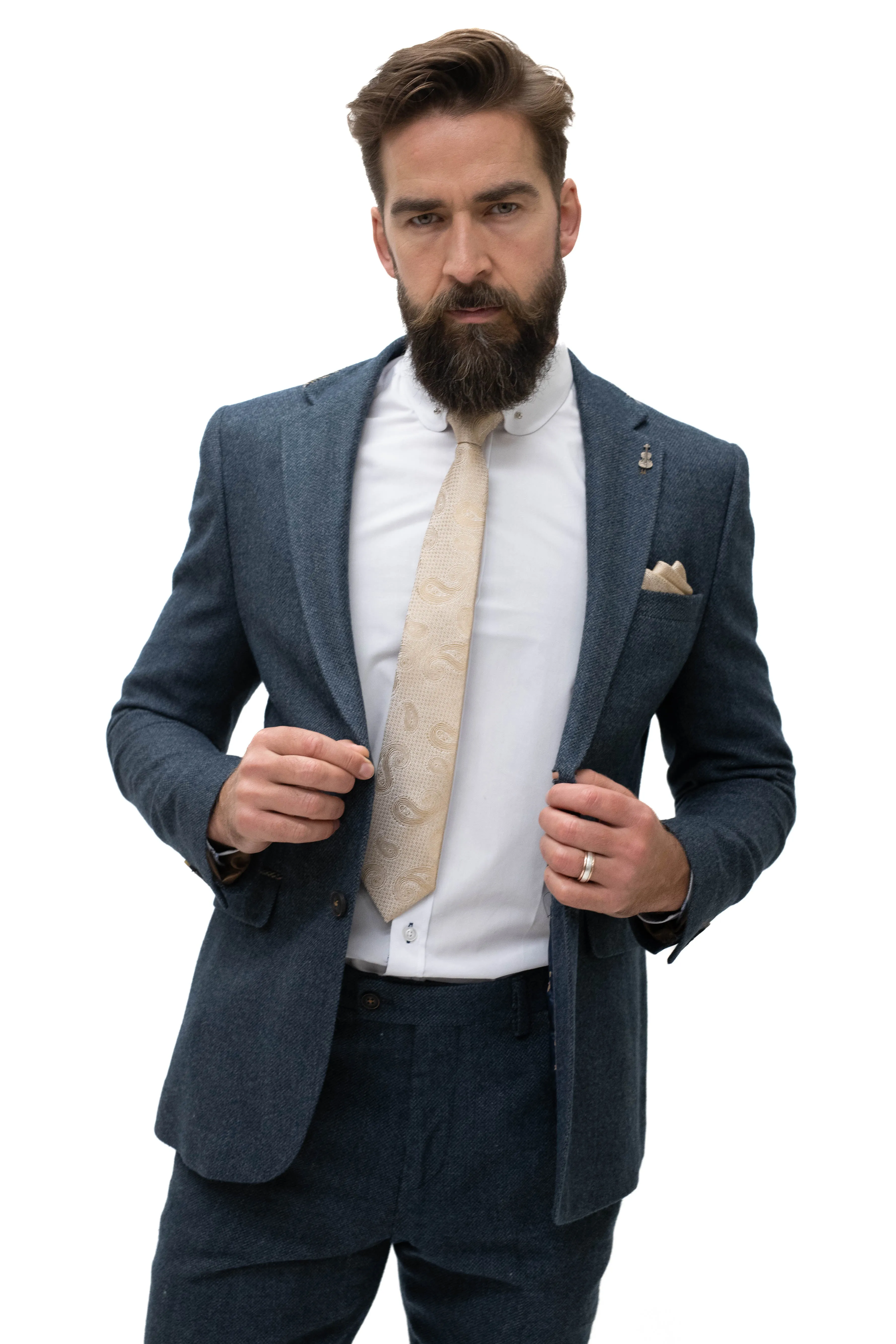 Fratelli Navy Tweed Herringbone Blazer