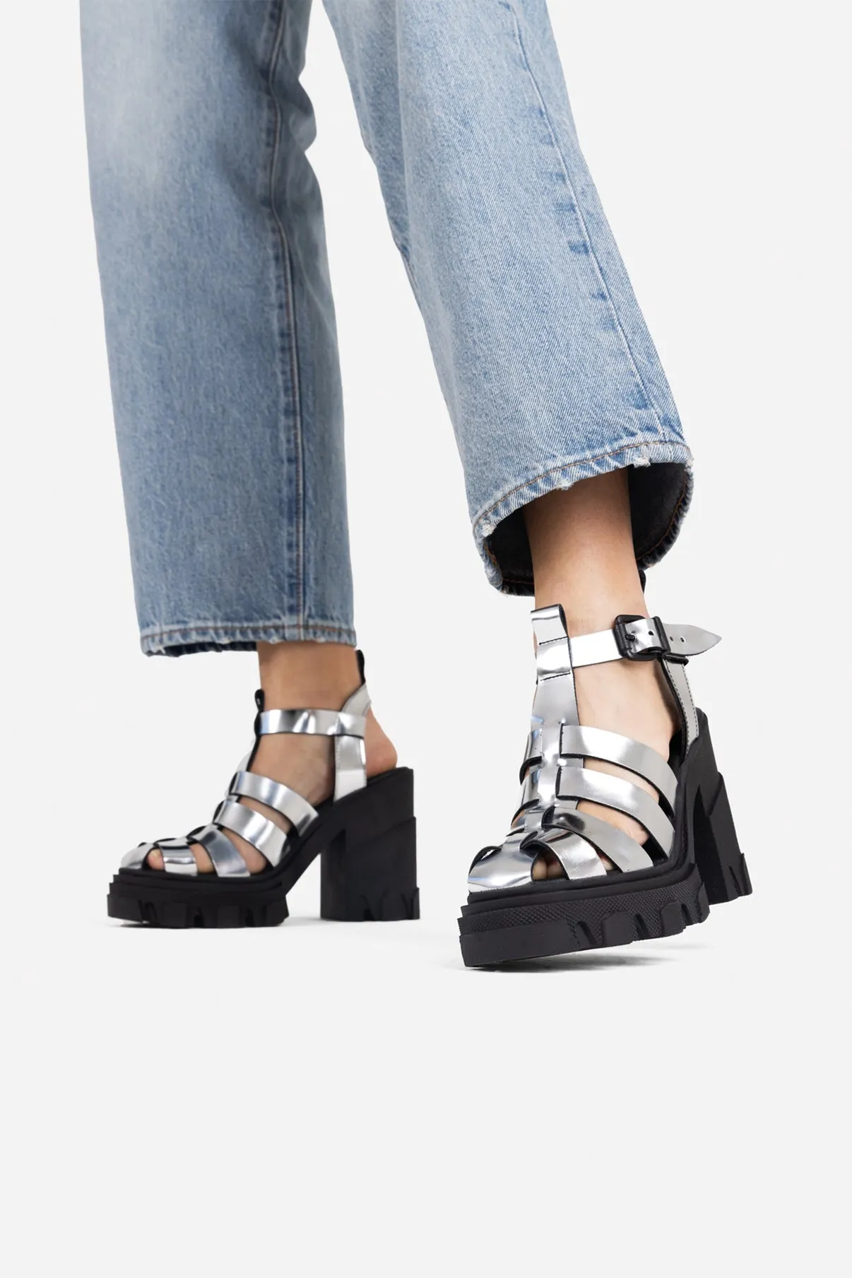 Furrow Silver Chunky Sandals