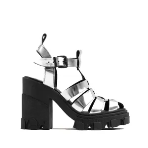 Furrow Silver Chunky Sandals