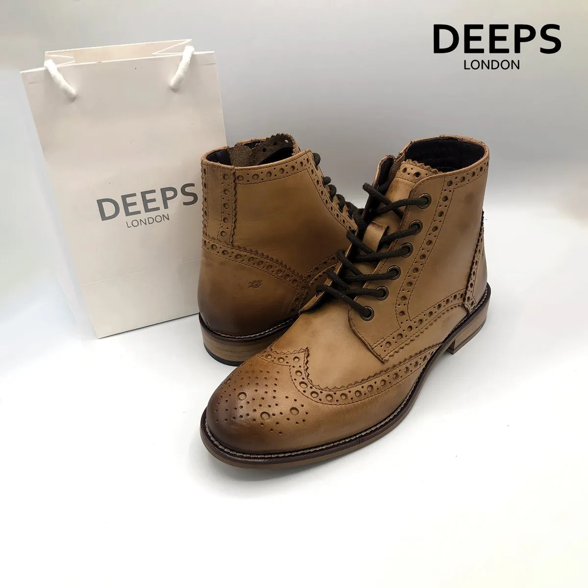 GATSBY BOOTS LONDON BROGUES TAN-NAVY SUEDE