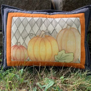 Gentle Thread Needle Art Designs ~ Pumpkin Trio Pillow Pattern