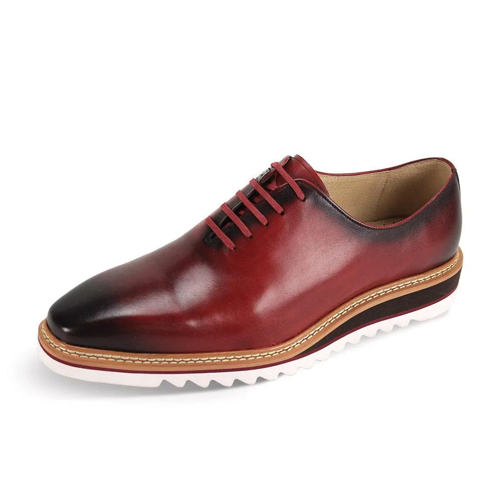 Giovanni Burgundy Men's Oxford Lace-up Leather Shoes Rubber Sole