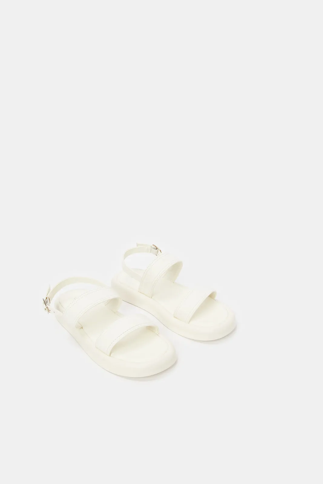 Girls White Chunky Strap Sandal