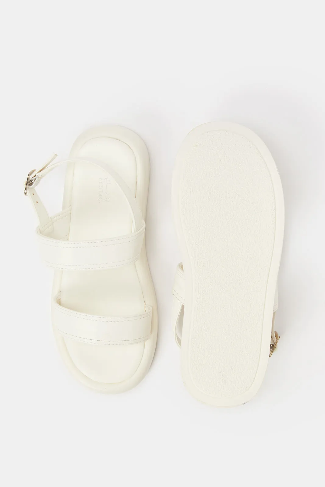 Girls White Chunky Strap Sandal