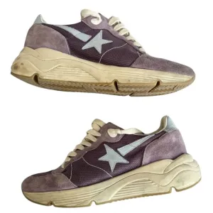 *Golden Goose Running Sole Suede Blue Heel Cap & Star Low-Top Athletic Sneakers, Size 38