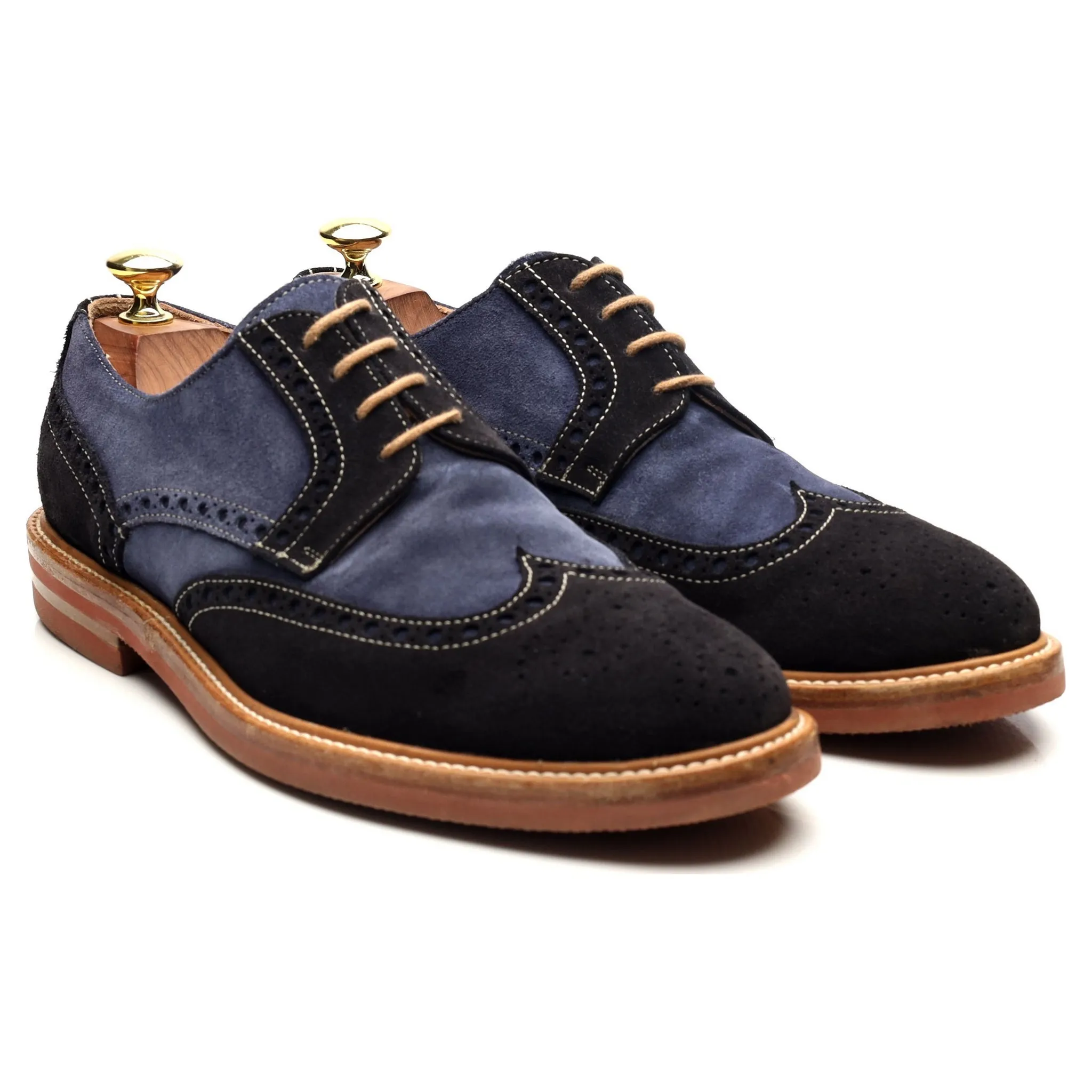 'Gosport' Navy Blue Suede Derby Brogues UK 7 F