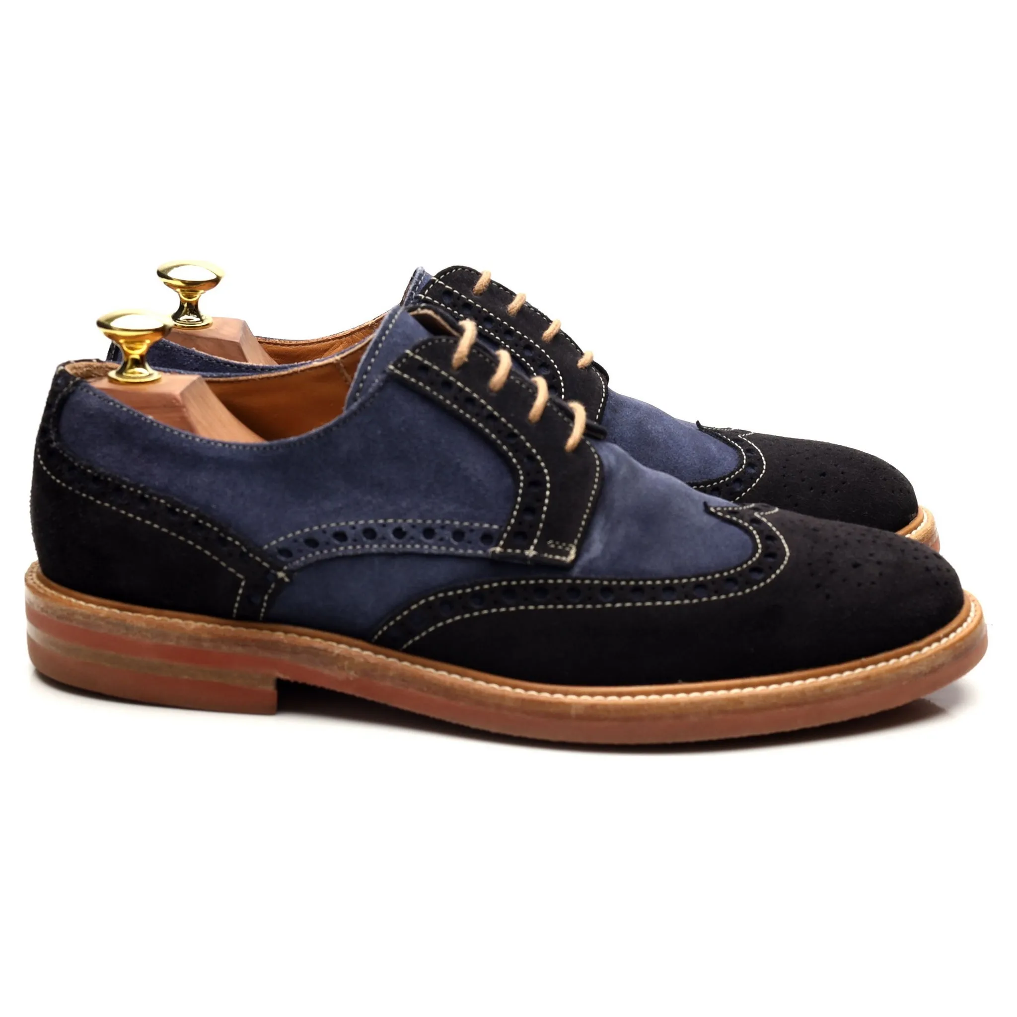 'Gosport' Navy Blue Suede Derby Brogues UK 7 F