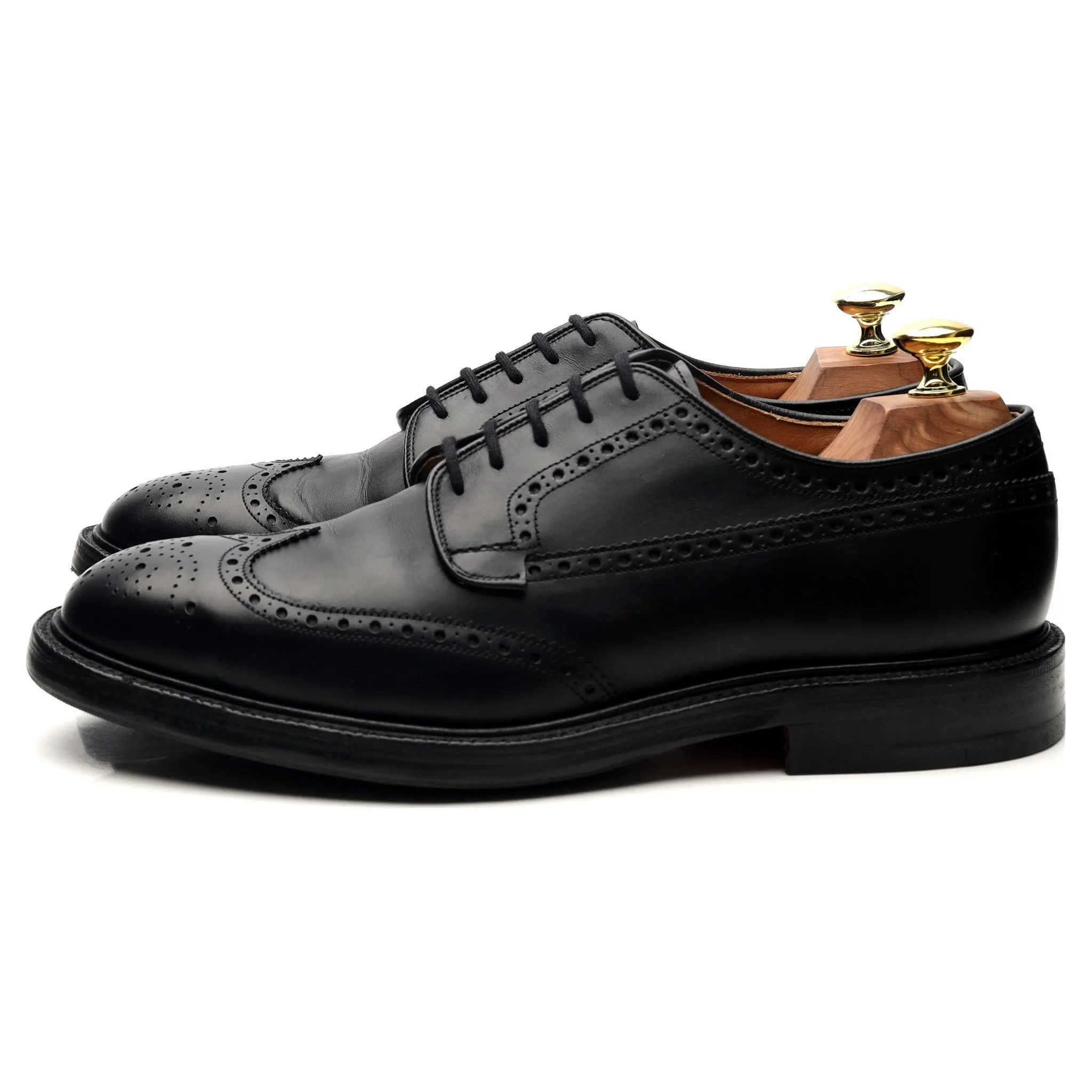 'Hamilton' Black Leather Derby Brogues UK 7.5 G