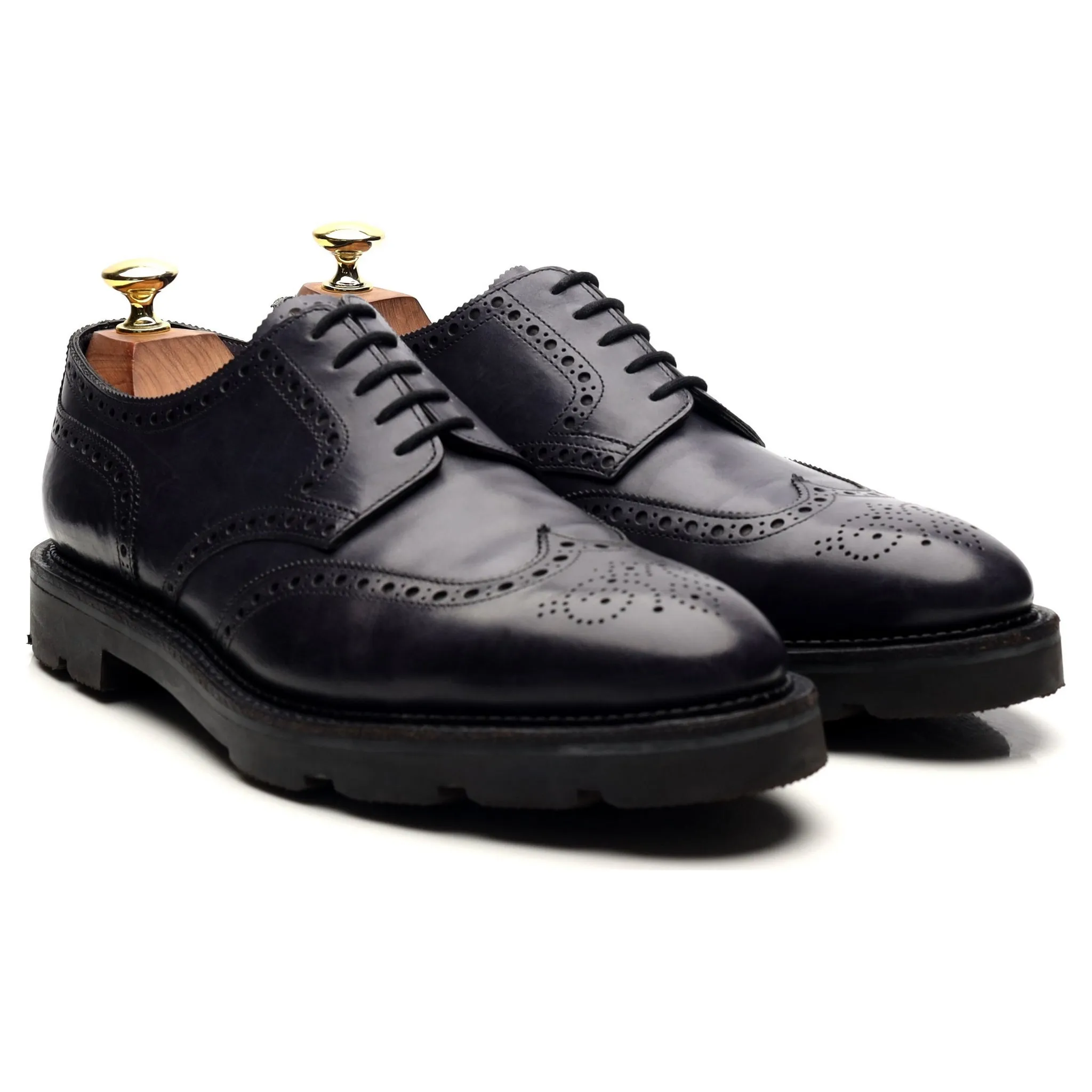 'Hayle' Navy Blue Leather Derby Brogues UK 7.5 E