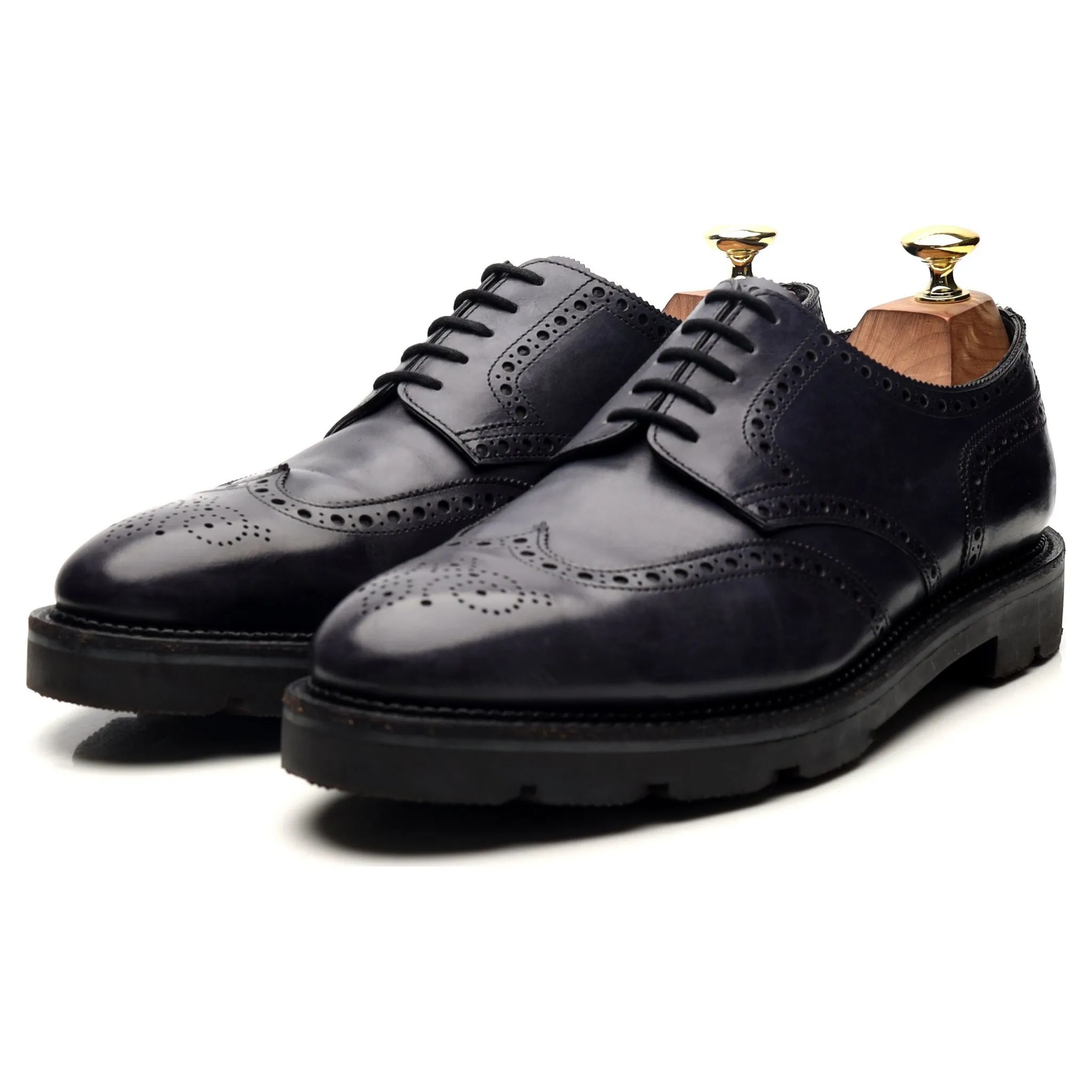 'Hayle' Navy Blue Leather Derby Brogues UK 7.5 E