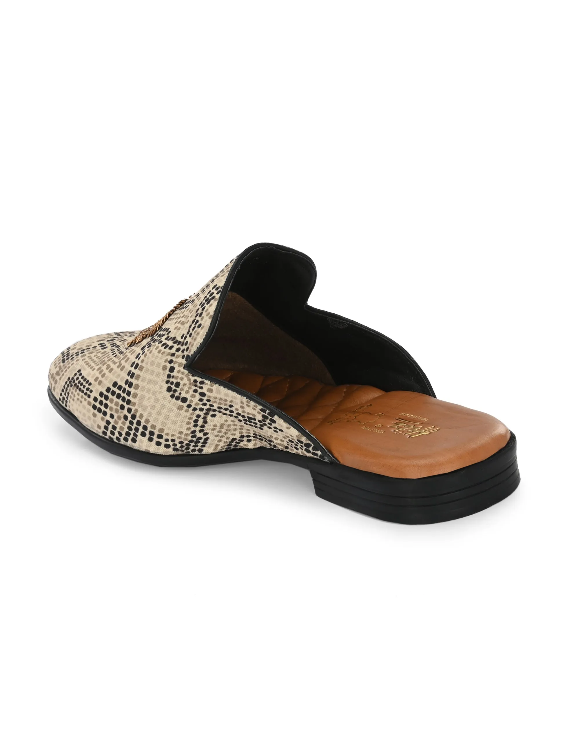 HITZ6350 Men's Beige Fabric Ethnic Mule