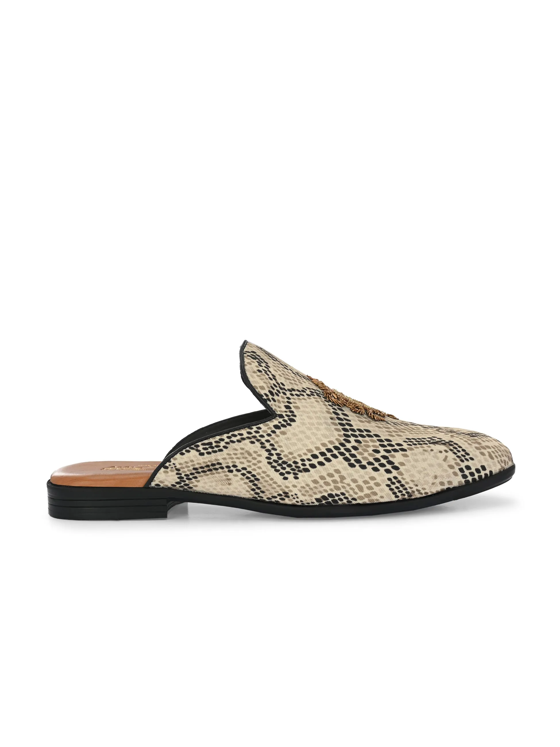 HITZ6350 Men's Beige Fabric Ethnic Mule