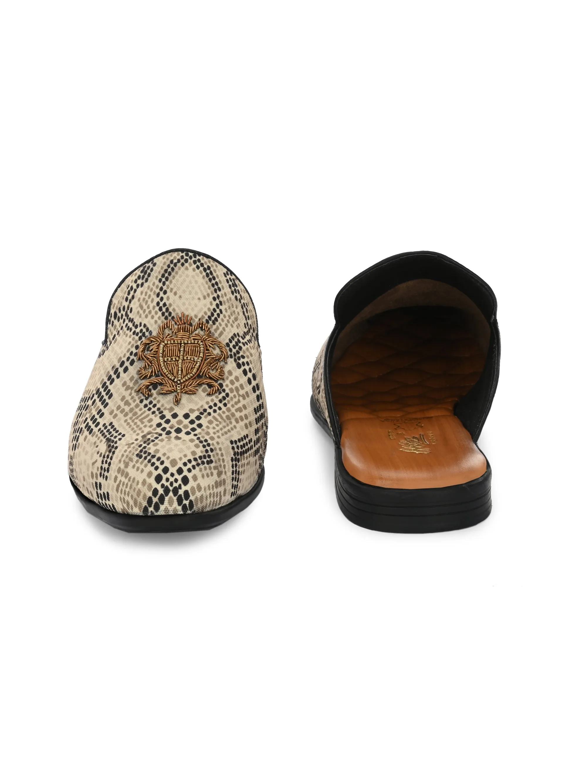 HITZ6350 Men's Beige Fabric Ethnic Mule