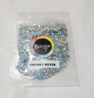 Holo Silver Hexagon Chunks Glitter - 20gms