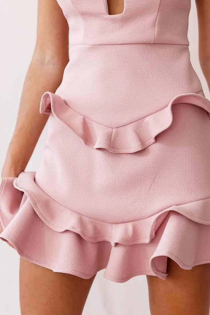 James Tiered Frill Mini Dress Blush