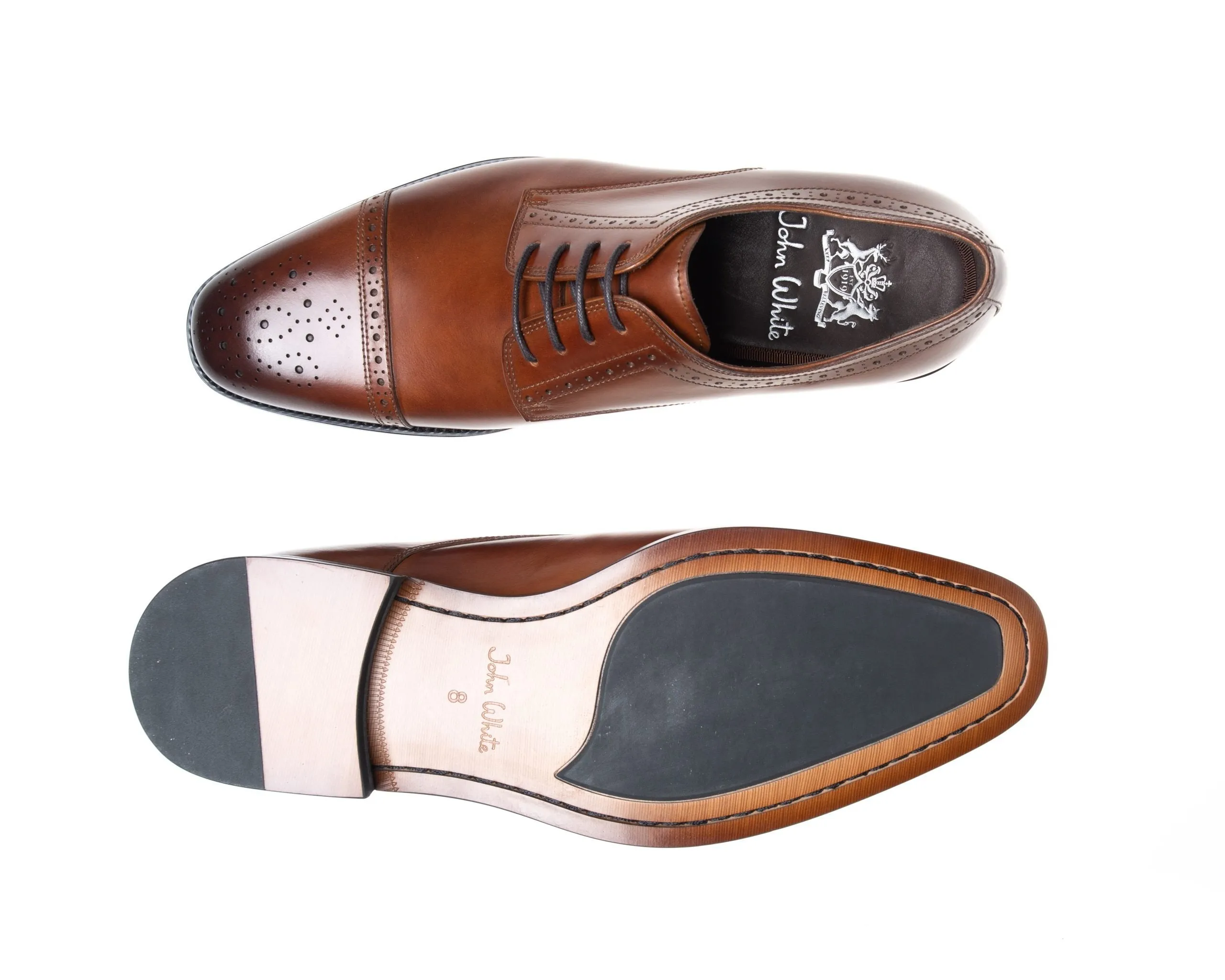 John White Lucan Semi Brogue Shoe Tan