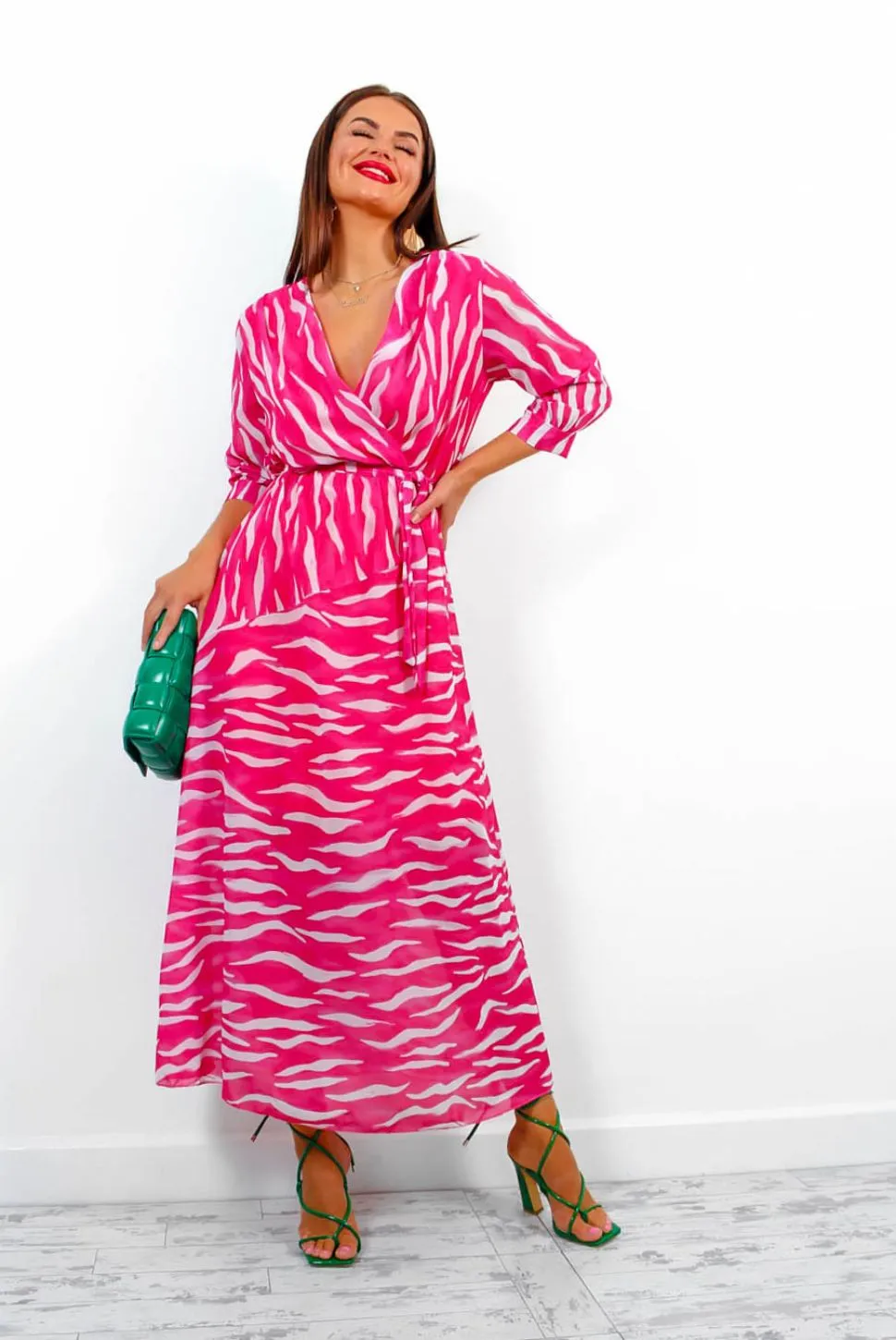 Just My Stripe - Pink Zebra Print Midi Dress