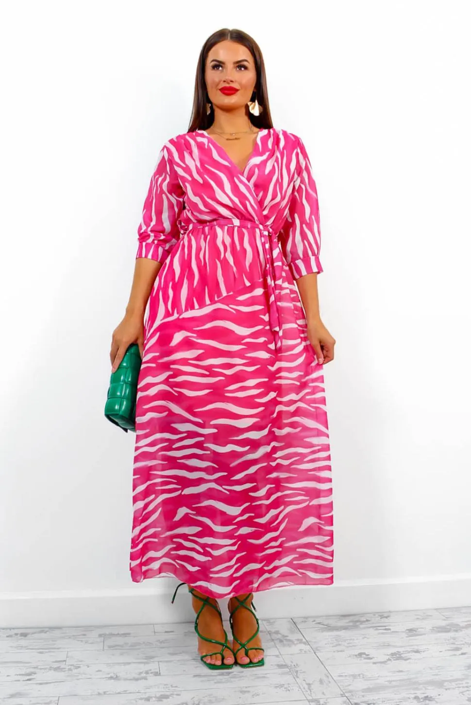 Just My Stripe - Pink Zebra Print Midi Dress