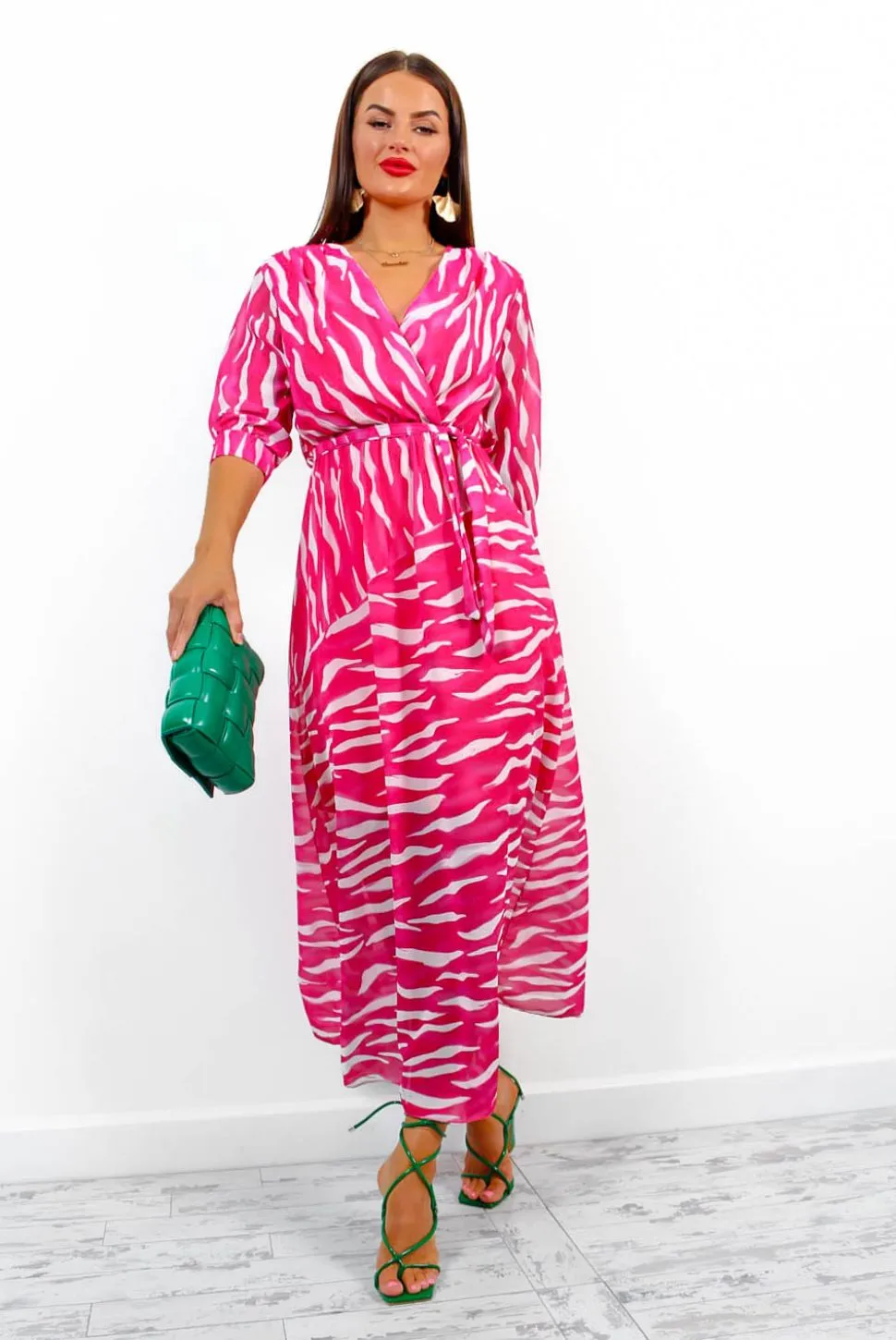 Just My Stripe - Pink Zebra Print Midi Dress