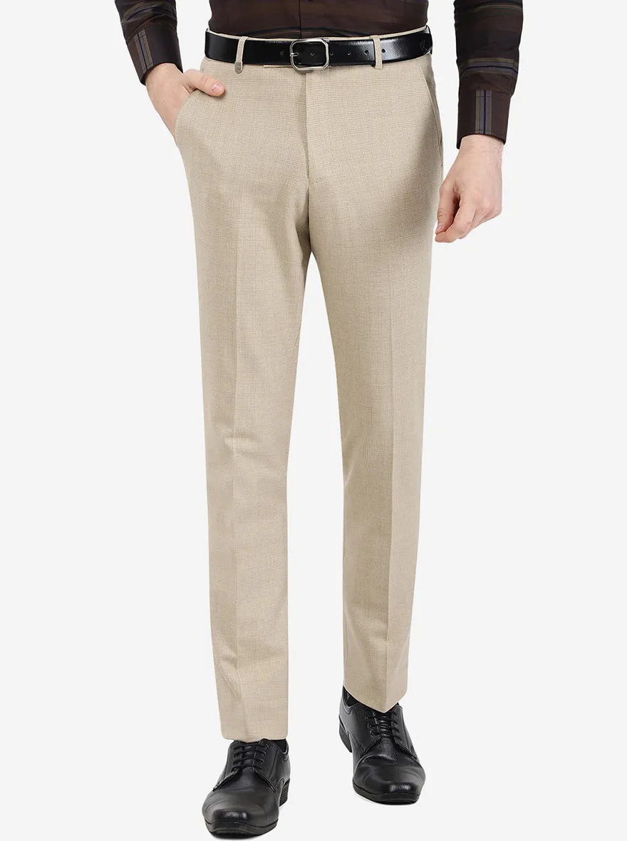 Khaki Solid Super Slim fit Formal Trouser | JB Studio