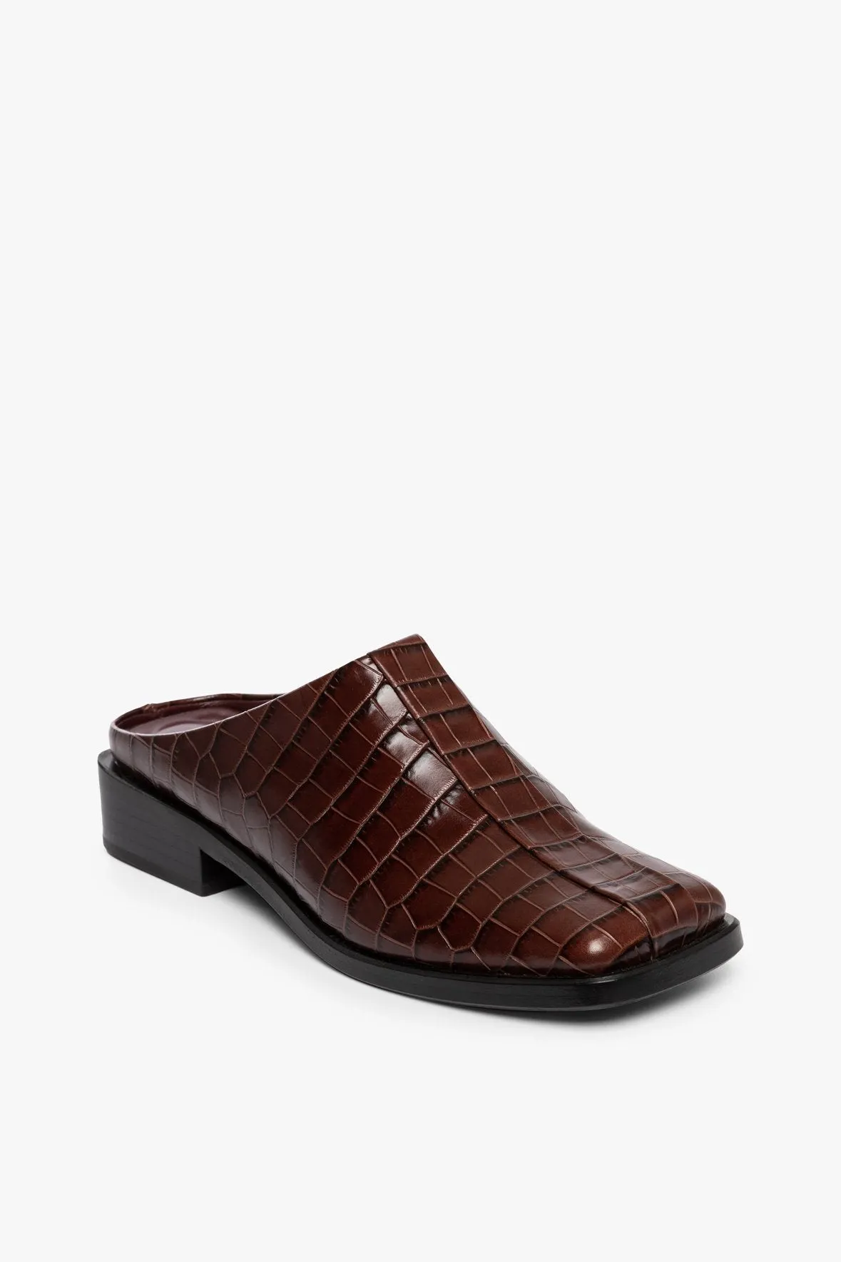 KNIGHTSBRIDGE MULE | MAHOGANY CROC EMBOSSED