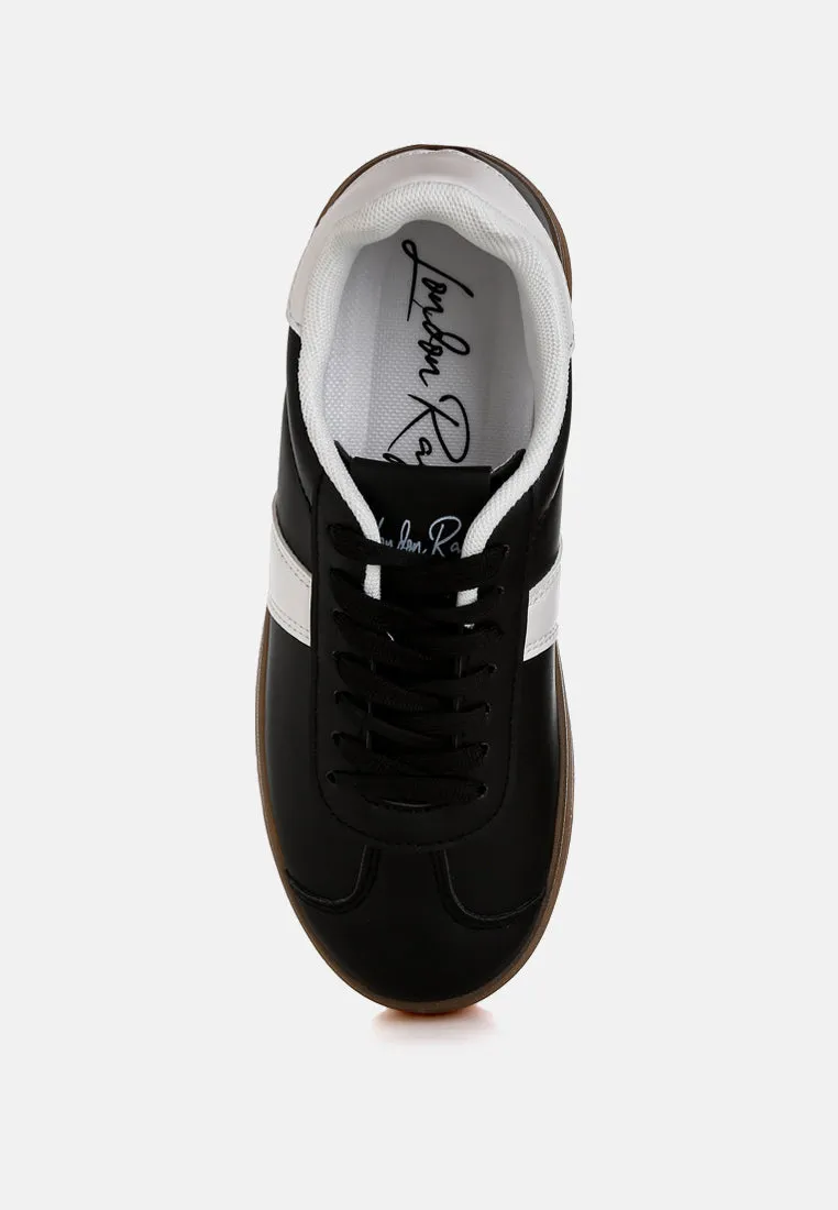 Knockout Faux Leather Lace-Up Sneakers