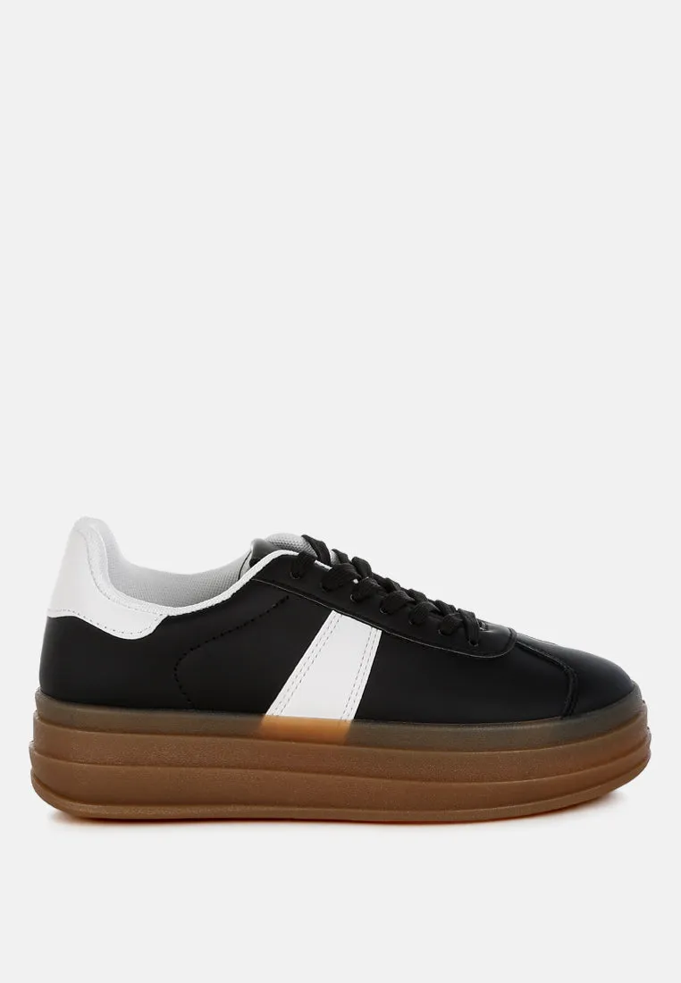 Knockout Faux Leather Lace-Up Sneakers