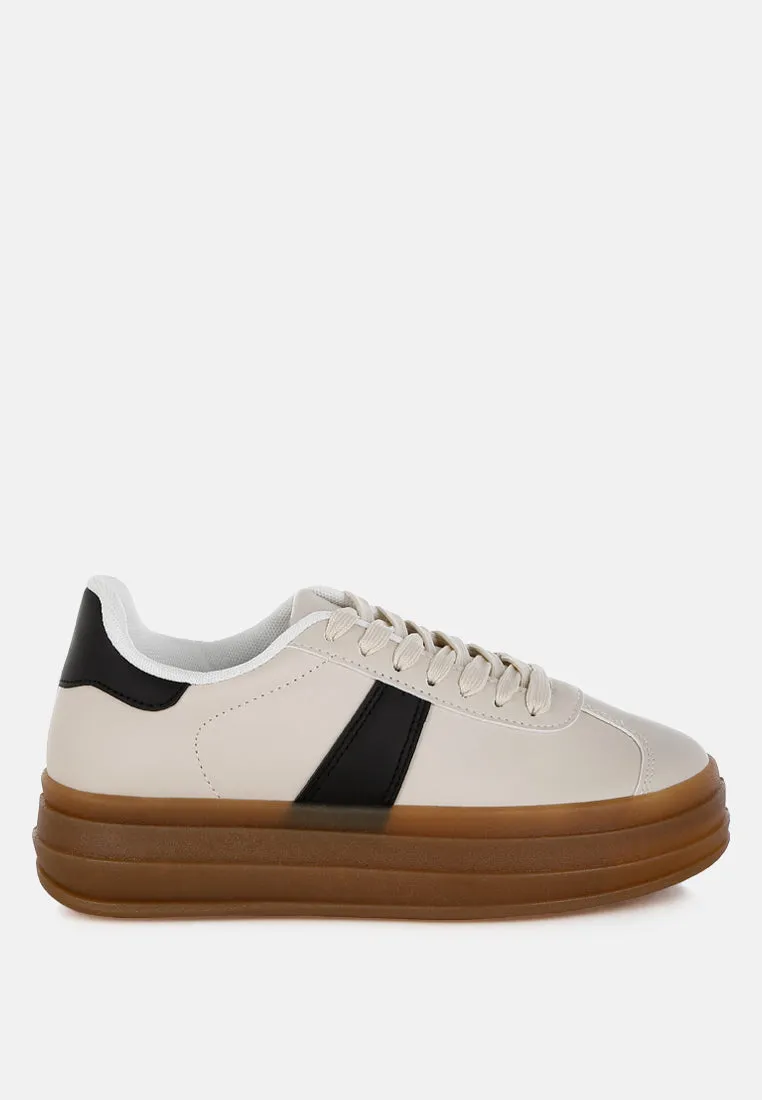 Knockout Faux Leather Lace-Up Sneakers