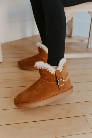 Lana Camel Sherpa Lined Buckled Booties - FINAL SALE