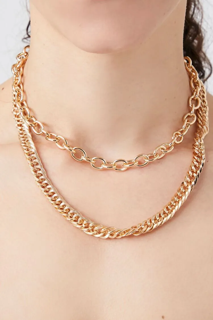 Layered Chunky Curb Chain Necklace