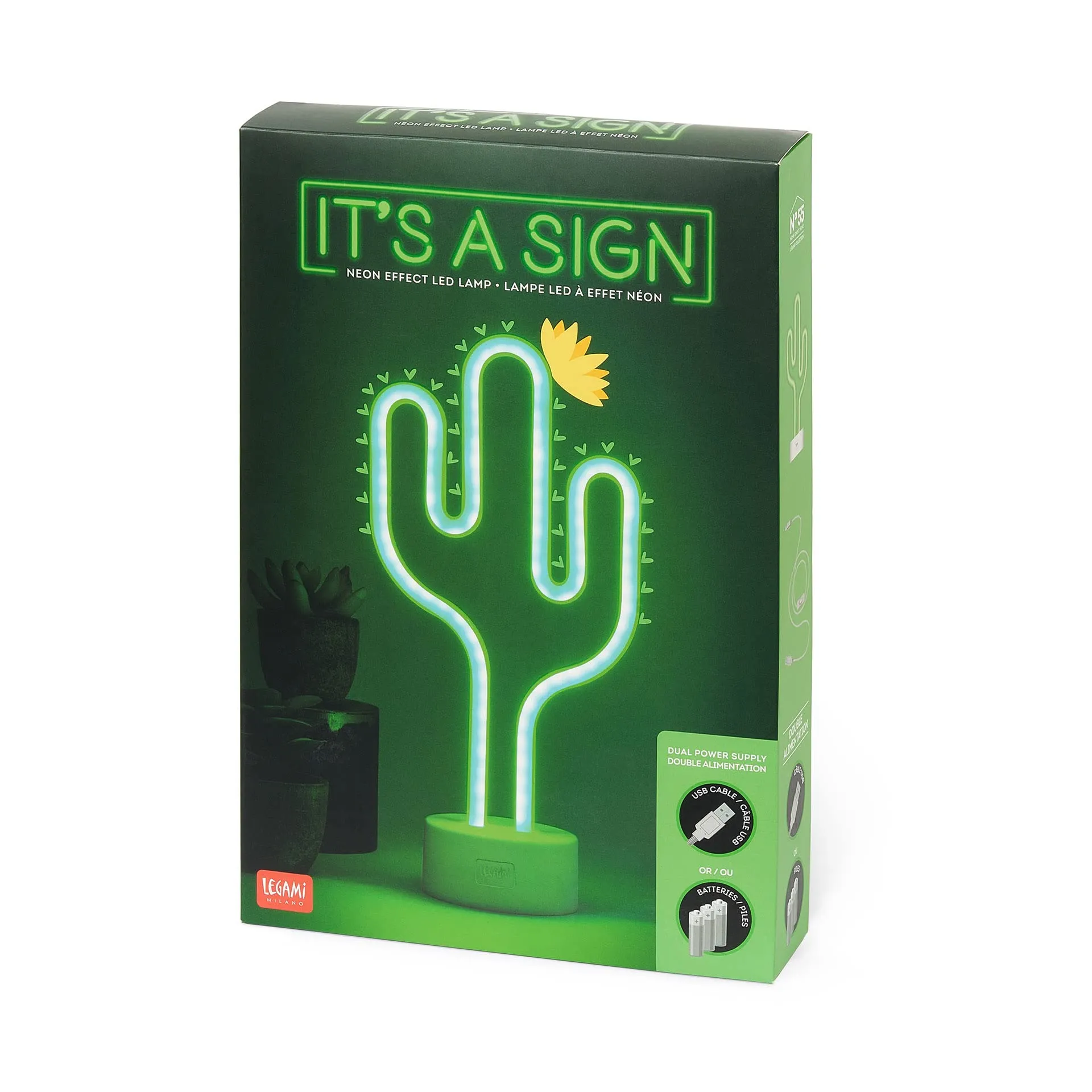 Legami It’s a Sign - Neon Effect LED Lamp - Cactus