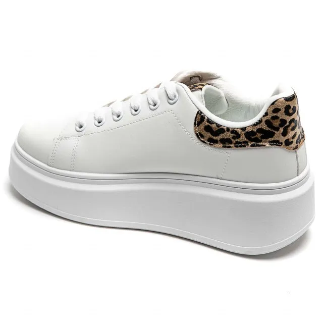 LEOPARD LACE UP SIDE DETAIL CHUNKY STYLISH FLAT TRAINERS