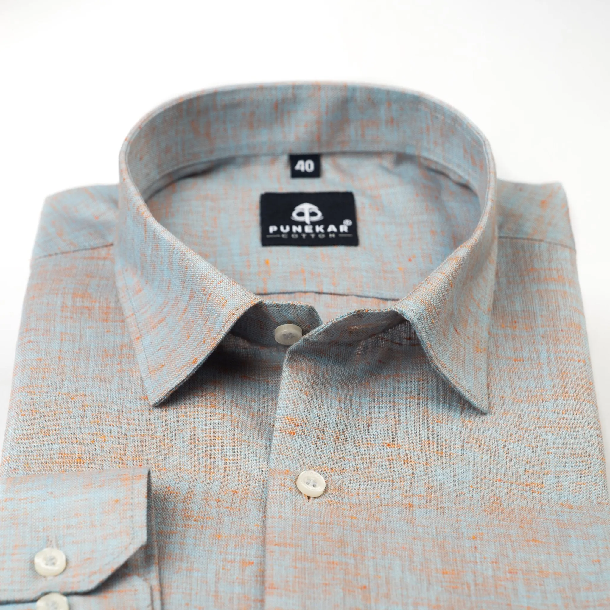 Light Blue Color Poly Cotton Shirt For Men