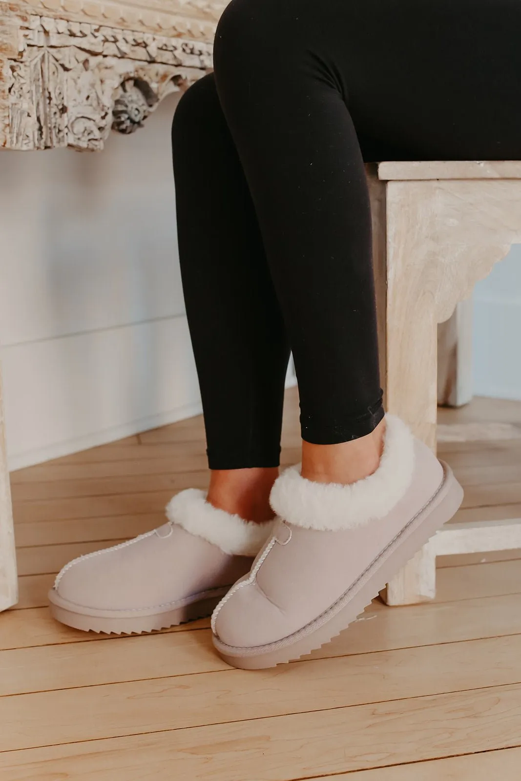 Light Grey Debra Fuzzy Clogs