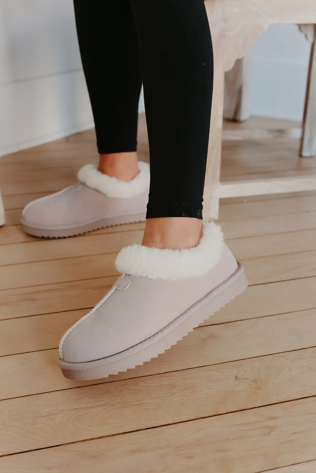 Light Grey Debra Fuzzy Clogs