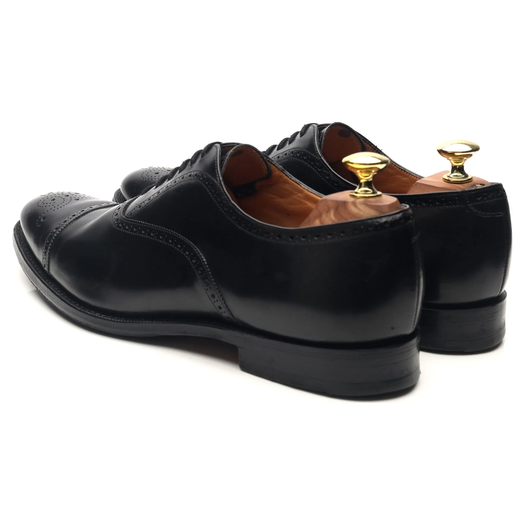 'London' Black Leather Oxford Semi Brogues UK 7.5 F