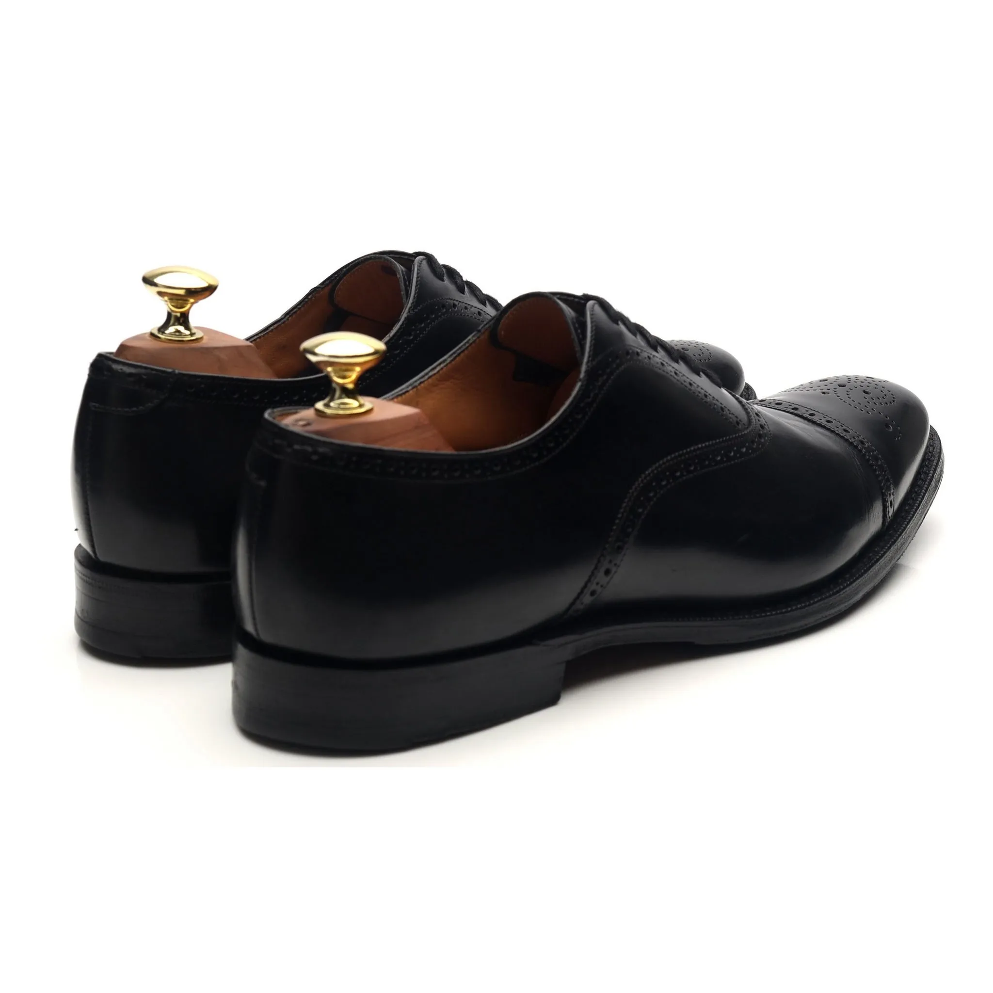 'London' Black Leather Oxford Semi Brogues UK 7.5 F