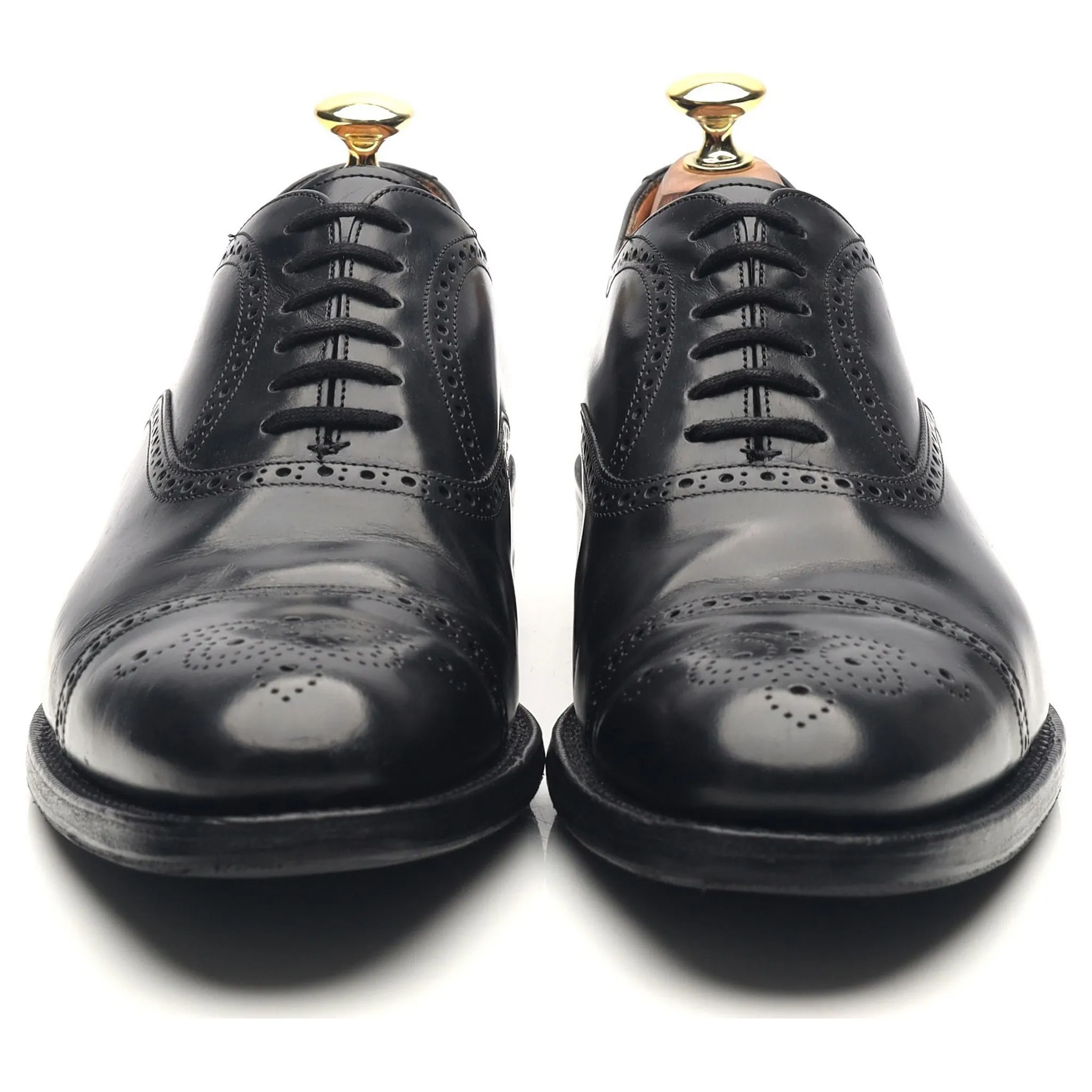 'London' Black Leather Oxford Semi Brogues UK 7.5 F