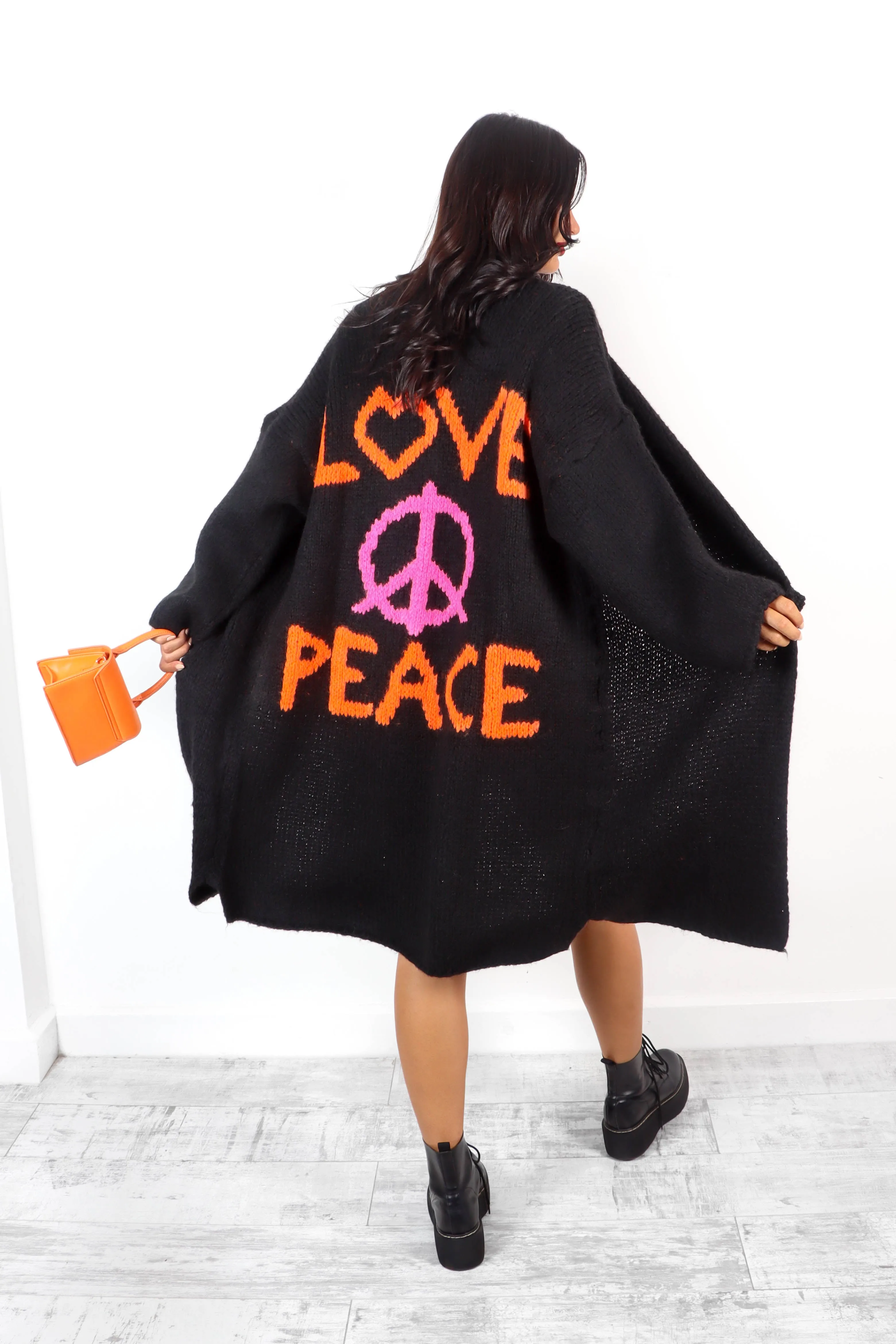 Love Your Peace - Black Longline Knitted Cardigan