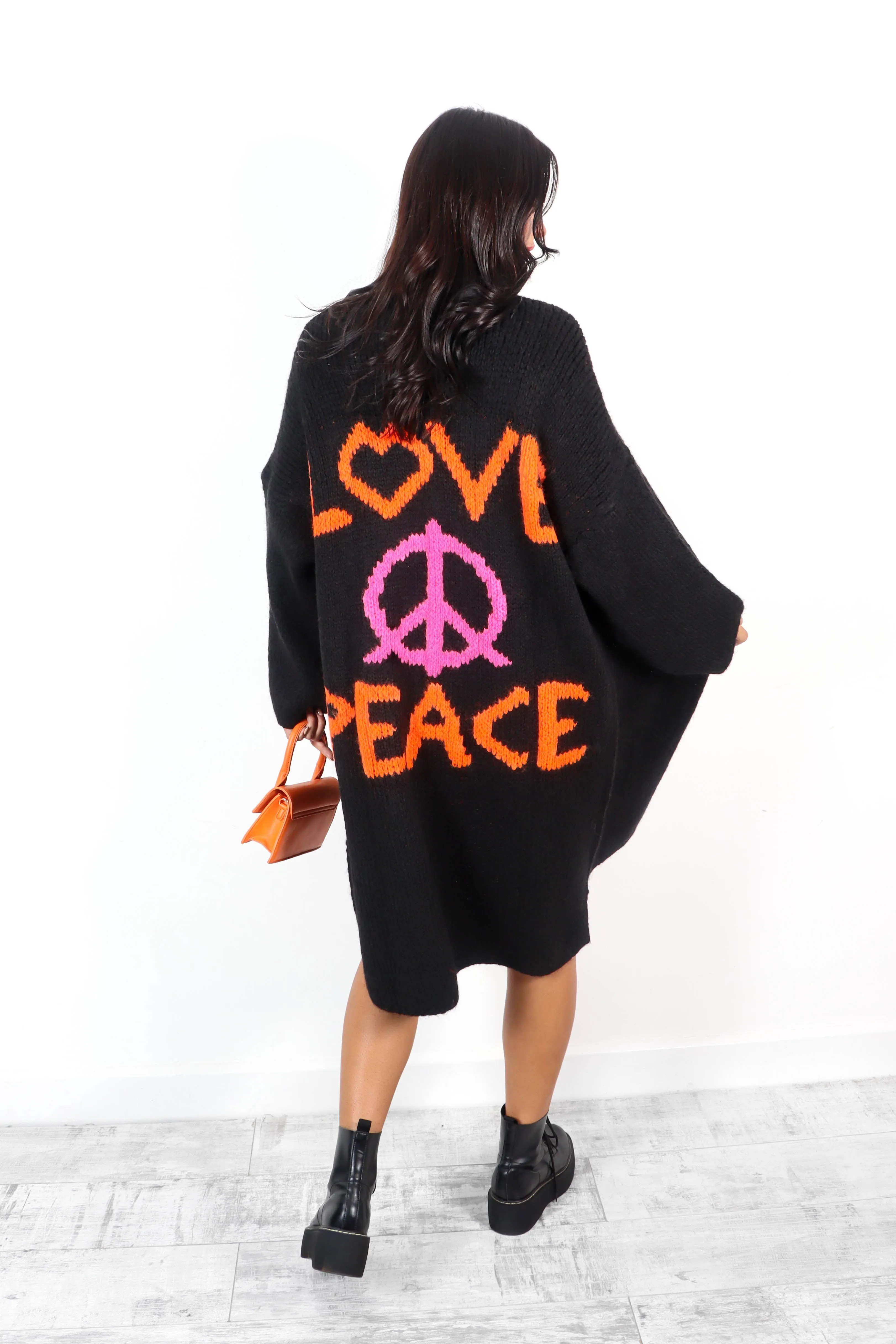 Love Your Peace - Black Longline Knitted Cardigan