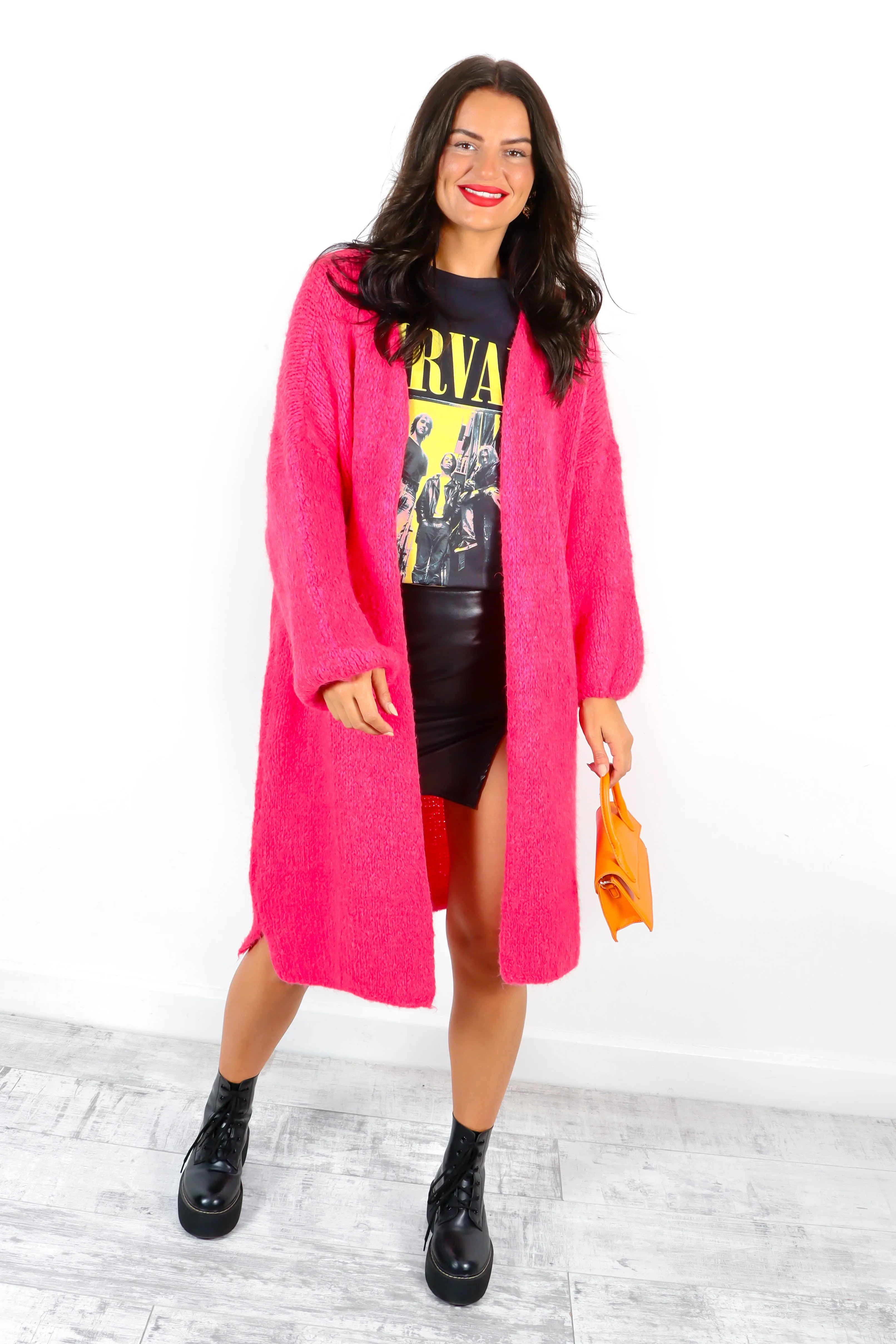 Love Your Peace - Pink Longline Knitted Cardigan