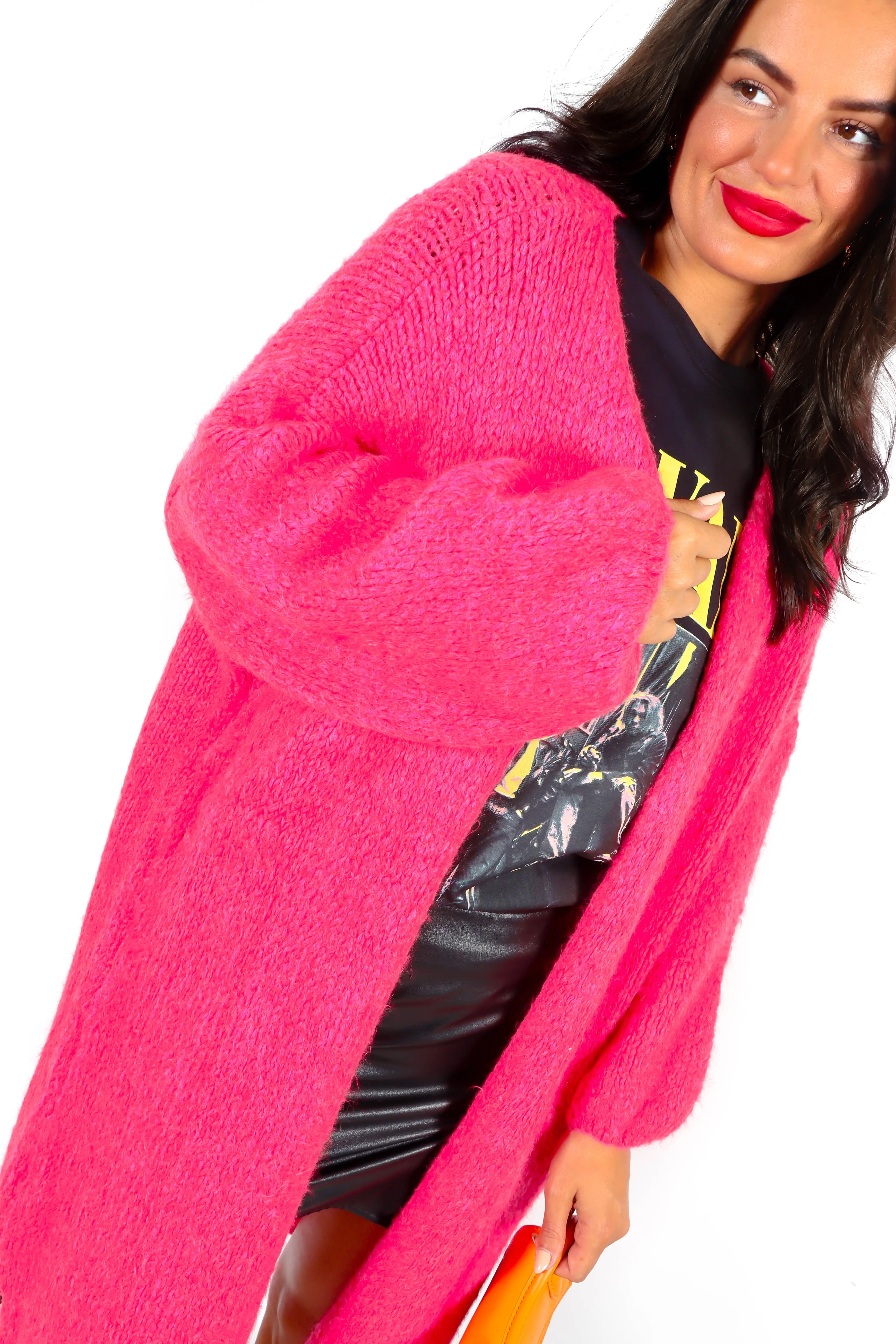 Love Your Peace - Pink Longline Knitted Cardigan