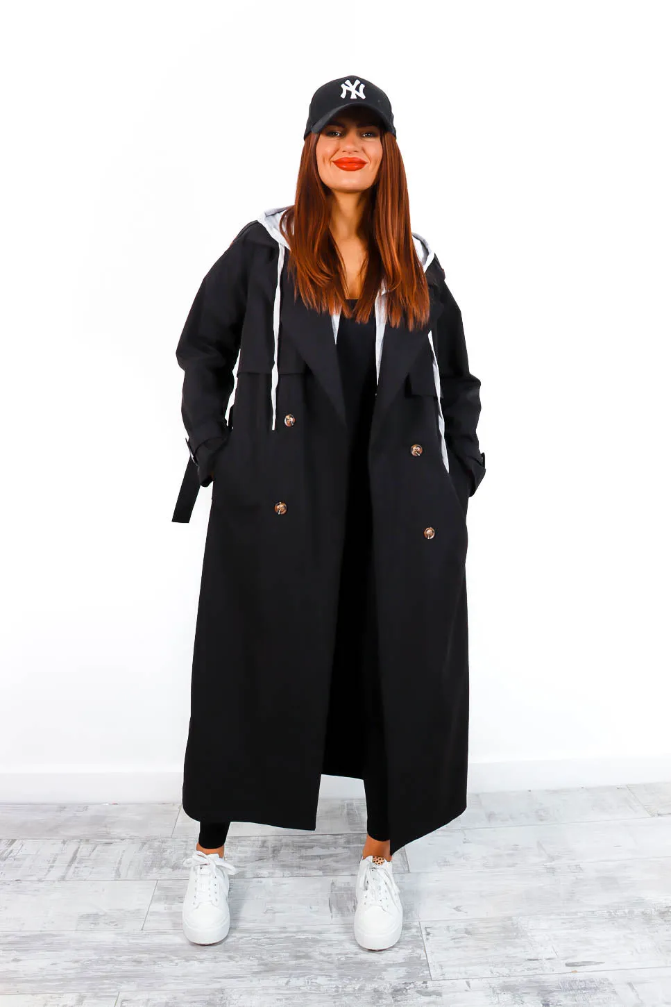 Mac To Basics - Black 2 in 1 Hoodie Trench Coat